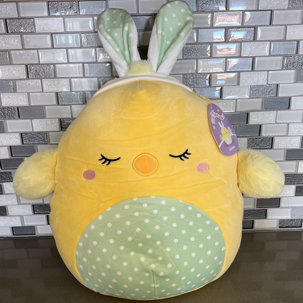 Squishmallows Easter Squad AIMEE The Chick Bunny Ears Polka Dots / 12” BRAND NEW